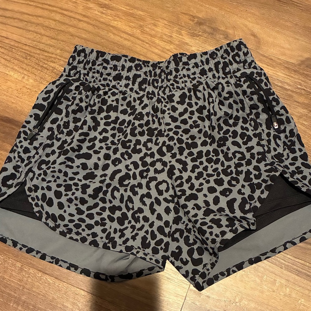 Avia Black and Gray Leopard Print Athletic Shorts